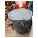 Gray Plastic Trash Bin with Lid