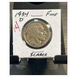 1934-D Buffalo Nickel in Fine Condition
