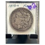 1878-S Morgan Silver Dollar Coin in Display Case