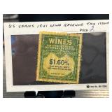 US Series 1941 Wine Revenue Tax Stamp