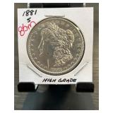 1881-S Morgan Silver Dollar in High Grade