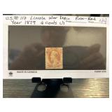 U.S. #117 Lincoln War Dept 6-Cent Rose Stamp (1879
