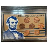 1982 Lincoln Cents Minted Coin Set in Display Case