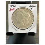 1890 Morgan Silver Dollar in Display Holder