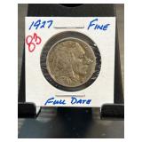 1927 Buffalo Nickel in Fine Condition with Full Da