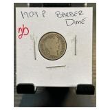 1909 P Barber Dime in Holder