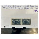 US #230 Columbus in Sight Deep Blue Mint Set