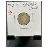 1912-D Barber Dime in Holder