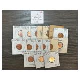 16 Modern U.S. Lincoln Pennies with Proof and BU C