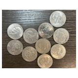 10 MIXED DATE IKE DOLLARS