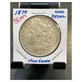 1879 Morgan Silver Dollar Coin in High Grade with