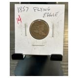 1857 Flying Eagle Cent in Protective Holder