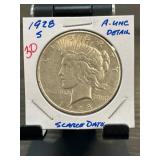1928-S Peace Silver Dollar AU Details