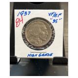 1937 Buffalo Nickel VF/EF Grade