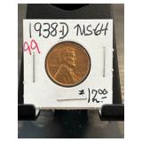 1938-D Lincoln Wheat Cent Graded MS64