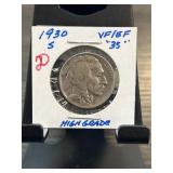 1930-S Buffalo Nickel (VF/EF), High Grade