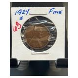 1924-S Lincoln Wheat Cent in Fine Condition