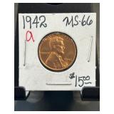 1942 Lincoln Wheat Penny Graded MS-66