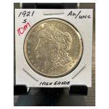 1921-S Morgan Silver Dollar in AU/UNC Condition