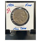1926 Buffalo Nickel, Fine Condition With Full Date