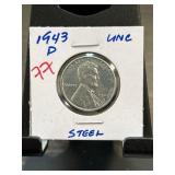 1943-D Lincoln Steel Wheat Cent in Uncirculated Co