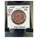 1949 Lincoln Wheat Cent Gem Uncirculated Red Brown