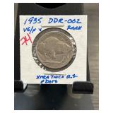 1935 Buffalo Nickel DDR-002 With Extra Thick U.S.