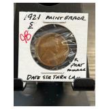 1921-S Lincoln Wheat Cent With Mint Error