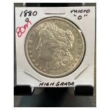 1880-O Morgan Silver Dollar with Micro O Min