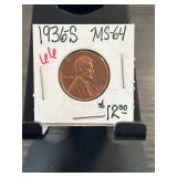 1936-S Lincoln Wheat Cent MS-64