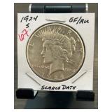 1924-S Peace Silver Dollar EF/AU Condition