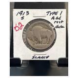 1913-S Type 1 Buffalo Nickel in Holder