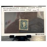 1863 U.S. Confederate States Jefferson Davis Unuse