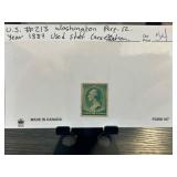 US #213 Green Washington Stamp, Perf 12, 1887, Use