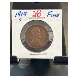 1919-S Lincoln Wheat Cent in Fine Condition