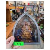 Arched Religious Print With Metal Frame Depicting