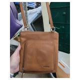 Fossil Brown Leather Crossbody Bag with Front Pock