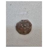 Spanish Colonial Silver Cob Coin with Shield Desig