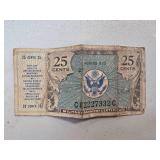 United States Military Payment Certificate 25 Cent