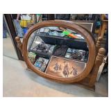 Oval Wooden Swivel Vanity Mirror with Turned Side