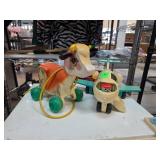 Vintage Fisher-Price Wooden Pull-Along Cow and Pla