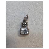 Sterling Silver Pendant with Clear Gemstone and De