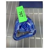 Twist Glass Paperweight with Blue Swirl Design