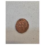Spanish Colonial Copper Coin with Shield Design
