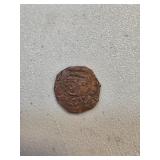 Spanish Colonial Cob Coin with Shield and Portrait