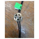 Texas Ranger-Themed Bolo Tie with Gold-Tone Badge