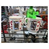 Queens Playing Card-Themed Coffee Mugs Depicting K