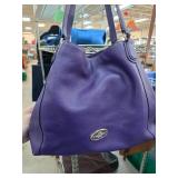 Coach Purple Pebbled Leather Shoulder Bag with Gol