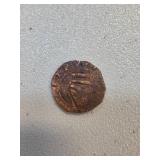 Spanish Copper Cob Coin with Shield Design, Undete