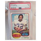 1976 Topps #300 O.J. Simpson Football Card, PSA 3